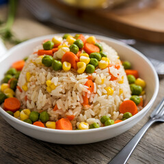 Close-up of delicious Indonesian fried rice Generative AI	