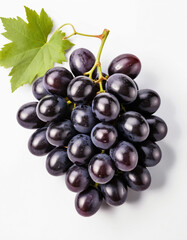 Fototapeta premium Fresh Bunch of Black Grapes Isolated on a White Background.