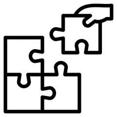Puzzle icon outline vector