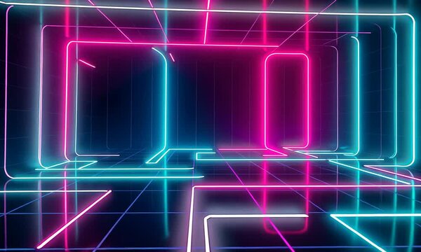 Neon Lights Tunnel: Futuristic Pink and Blue Glow