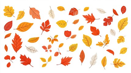 Collection of autumn leaves in red, orange, and yellow.