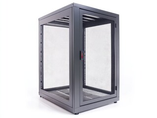 modern server rack with sleek design and mesh panels