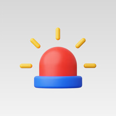 3d Realistic Flashing red siren Icon vector illustration