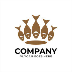 The logo combines fish into a cool crown, the logo is brown.
