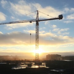 Fototapeta premium crane at sunset