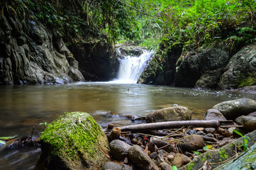Mae wong waterfall in jungle at Doi Saket chiangmai Northern Thailand,South East Asia