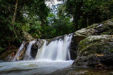 Mae wong waterfall in jungle at Doi Saket chiangmai Northern Thailand,South East Asia