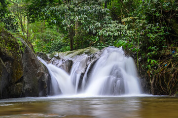 Mae wong waterfall in jungle at Doi Saket chiangmai Northern Thailand,South East Asia