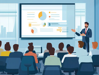 Business professional giving a presentation to a group
