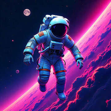 Comic-style artwork of an astronaut in space