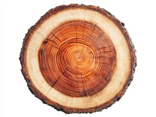 Obraz premium Wooden log cross section with detailed growth rings and texture