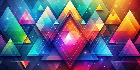 Fototapeta premium Abstract Colorful Triangular Mosaic Design with Vibrant Hues and Glowing Effects