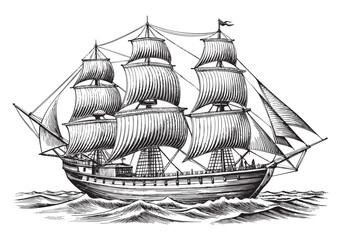 nautical ship sea sketch hand drawn drawing vector illustration