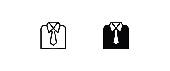 Uniform Male dress shirt icon. Shirt and tie icon suit men formal business wear icon symbol logo illustration, editable stroke, flat design style isolated on white