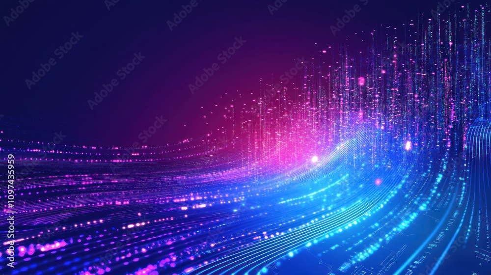 Poster Abstract Digital Data Flowing In Waves Of Light