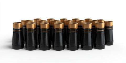 High quality black and gold binoculars arranged in group