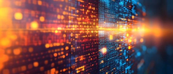 Abstract digital visualization with vibrant colors representing data flow and technology.