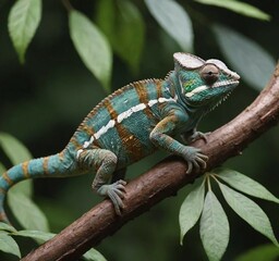 Fototapeta premium Vibrant Chameleon in its Natural Habitat 4
