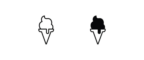 Ice cream icon isolated on background. Dessert icecream icon symbol logo illustration,editable stroke, flat design style isolated on white