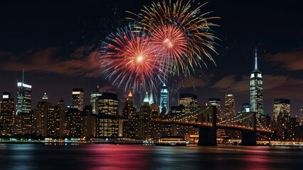 Obraz premium fireworks over the city