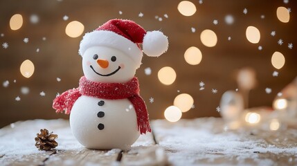 Enchanting christmas snowman amidst twinkling
