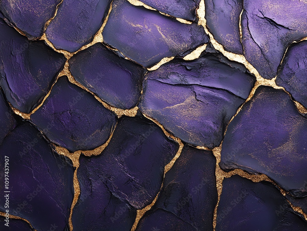 Poster abstract texture featuring purple and gold stone-like patterns.