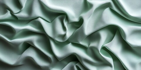 Fototapeta premium A close-up of crumpled mint-colored satin fabric showcasing its smooth texture and sheen.