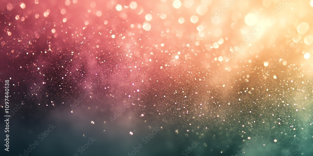 Poster A dreamy, colorful background filled with soft bokeh and sparkling particles.