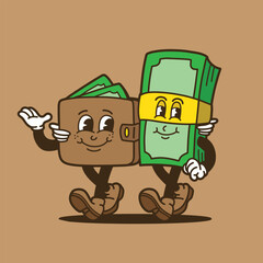 mascot money and wallet good for brand mascot, business mascot, groovy mascot, element design, etc