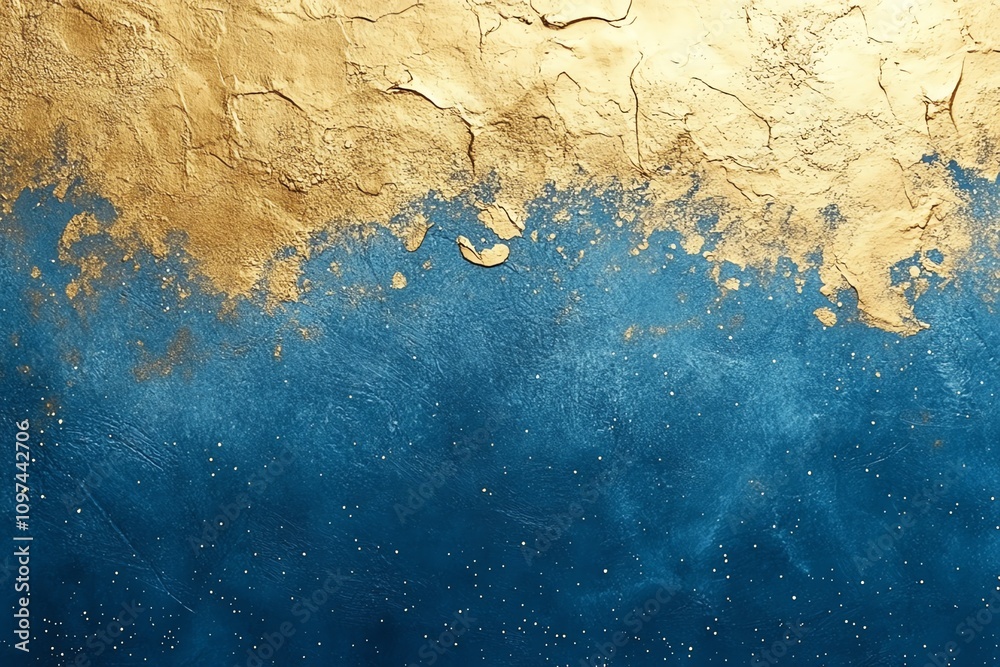 Poster abstract texture featuring gold and blue hues, creating a visually striking design.