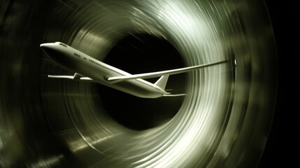 Wind tunnel testing model in action, showcasing aerodynamic principles and engineering innovation.