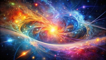 Obraz premium Cosmic Dance of Celestial Bodies A Symphony of Light and Energy in the Vast Expanse of Space