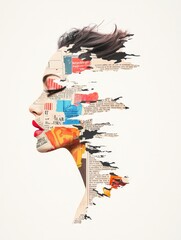 Artistic Portrait with Mixed Media Effects and Colorful Textures