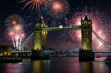 fireworks over the bridge