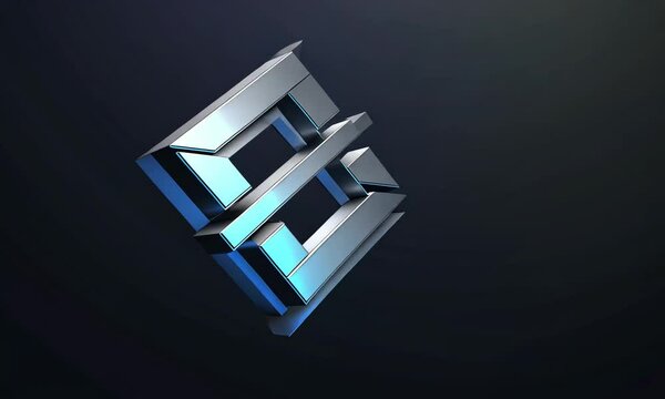 Abstract blue geometric shapes on dark background.