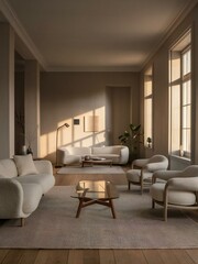 Fototapeta premium modern living room with fireplace