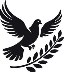 Dove Bird icon Silhouette vector white background