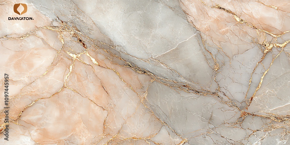 Poster a textured surface featuring soft hues of gray and peach with golden veins.