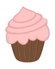 Doodle cup cake and cute hand draw illustration inspired by blueberry flavor that can be use for social media, sticker, wallpaper, e.t.c with light, pink, brown colors