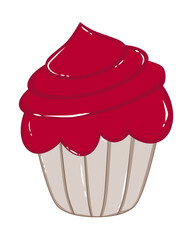 Doodle cup cake and cute hand draw illustration inspired by blueberry flavor that can be use for social media, sticker, wallpaper, e.t.c with light, red, brown colors