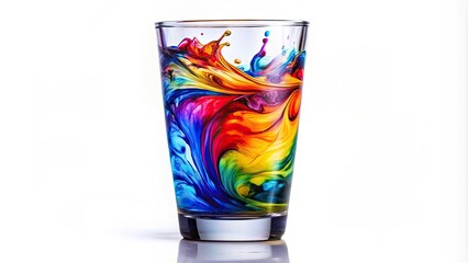 Fototapeta premium Colorful swirling water in glass isolated on white background with clipping path, colorful, moving, water