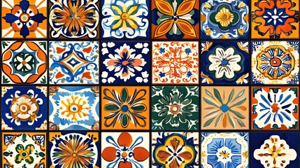 A Patchwork of Colorful Floral Tiles