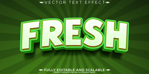 Organic green text effect, editable natural and fruit text style