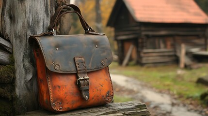 Vintage bag forest photograph rustic close-up nature