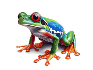 Obraz premium Realistic Frog Illustration, Detailed and Lifelike Artwork on White Background