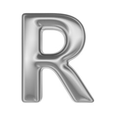 Font R Silver 3D Render
