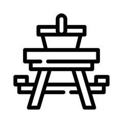 picnic table line icon
