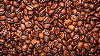Obraz premium Close up of freshly roasted coffee beans, roasted, coffee, beans, close up, texture, dark, aromatic, caffeine, beverage