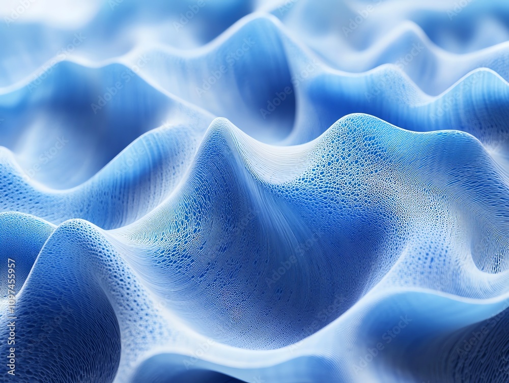 Poster Abstract blue waves resembling fluid motion, emphasizing texture and depth.