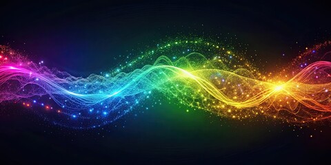 Obraz premium Colorful light waves with particles and futuristic spectrum, light, waves, particles, futuristic, spectrum, vibrant